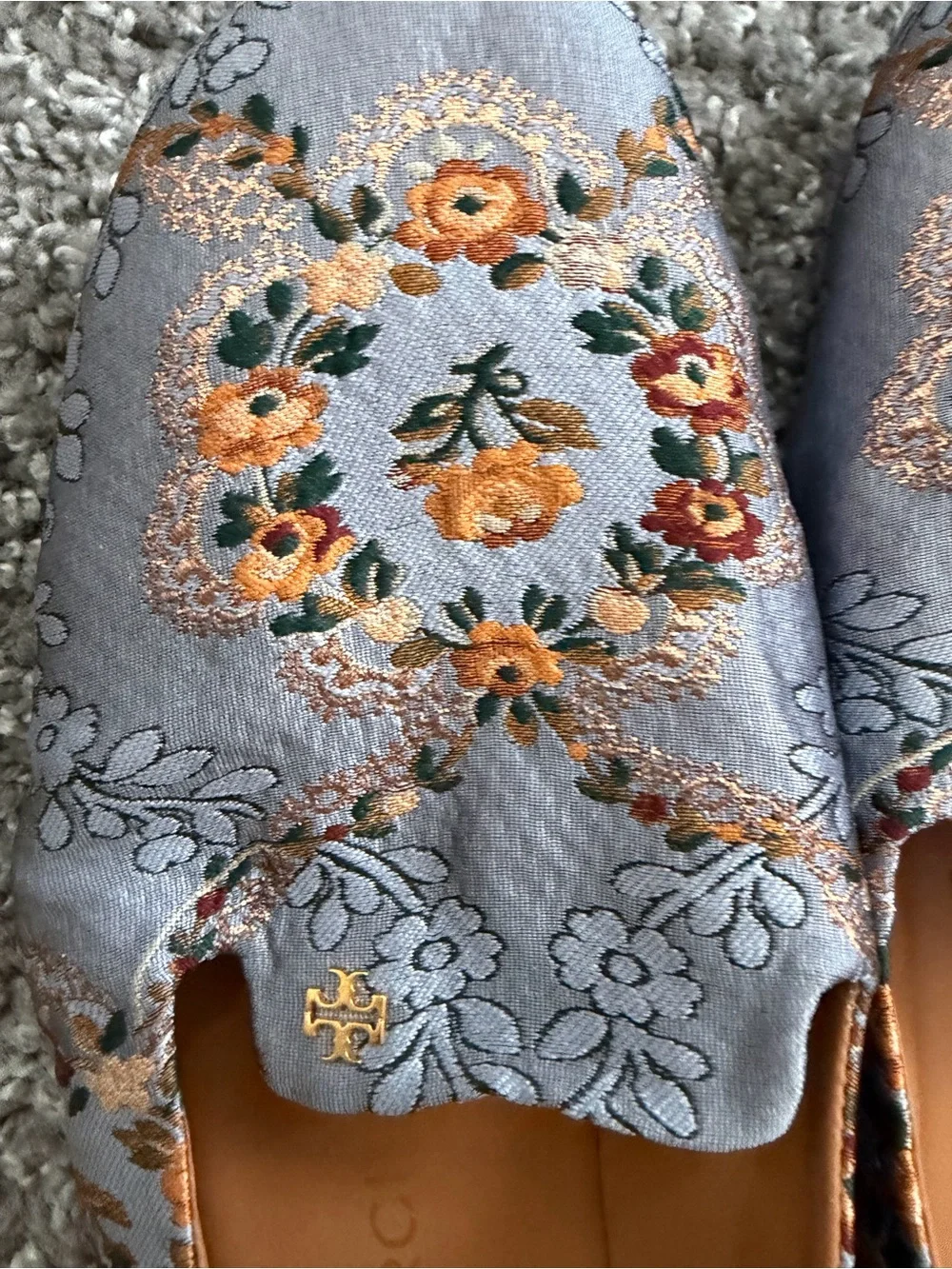 Tory Burch Women's Smoking Embroidered Floral Flats
